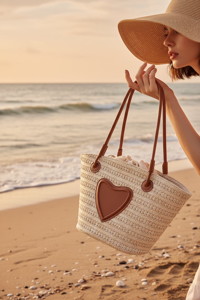 Détail du sac avec océan en arrière-plan