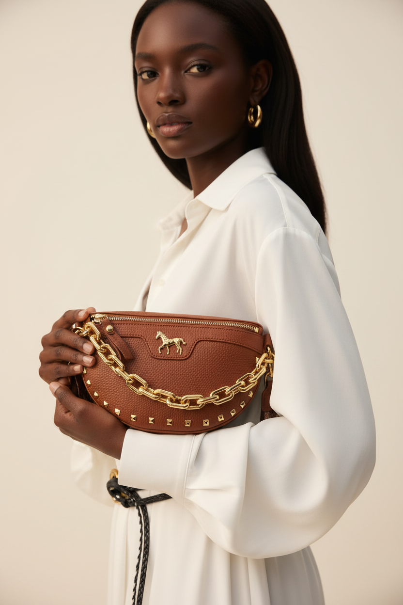 Détail premium du sac avec mannequin