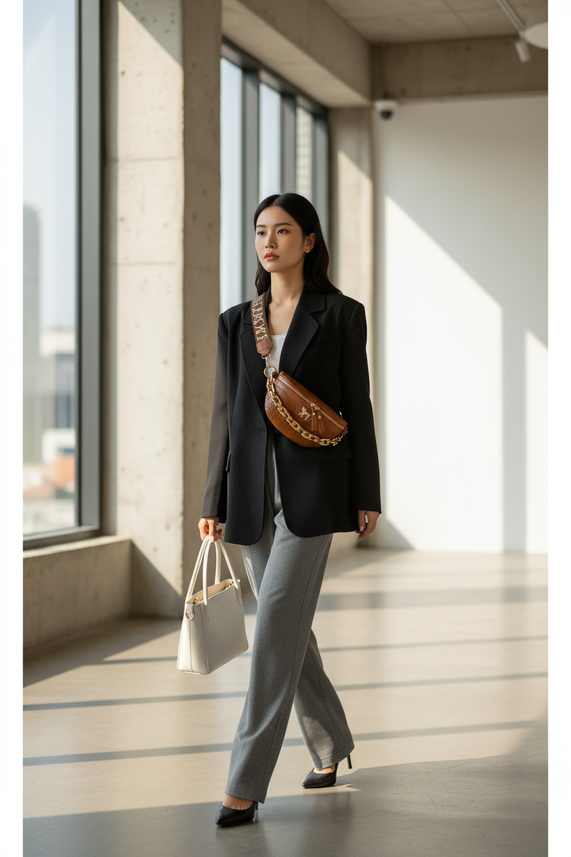 Sac porté à la hanche - pose dynamique